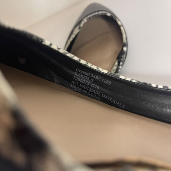 BCBG Women’s Black Round Point Toe Flats with Snake Print Accent Sz 5.5 Crystal - Picture 7 of 7